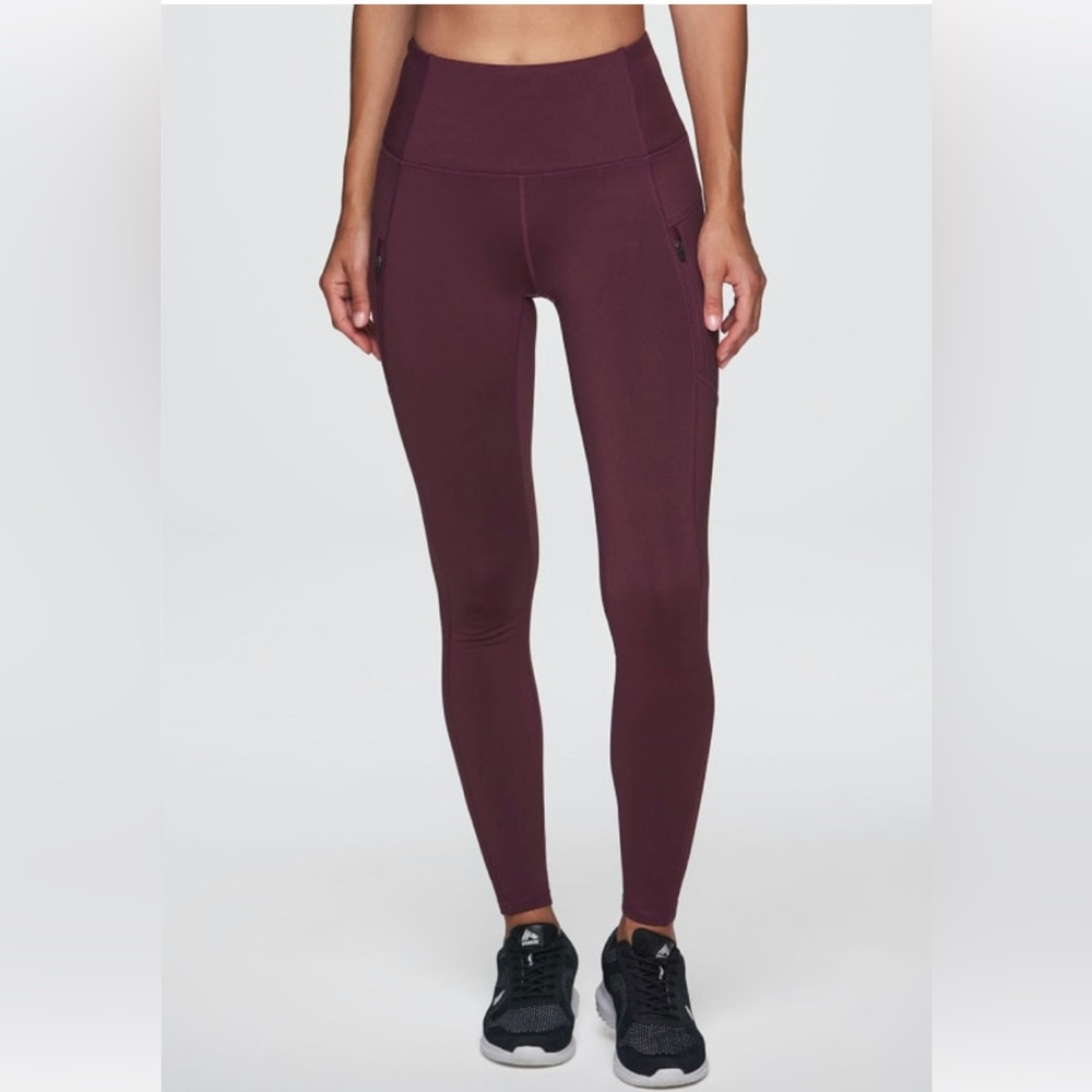 RBX Maroon Fleece Lined Zip Pocket Legging